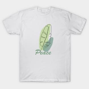 Green leaf with peace, inspirational meanings T-Shirt